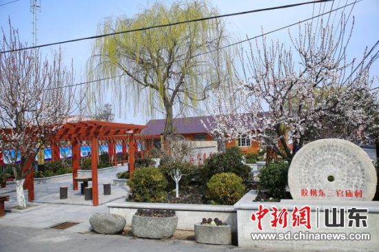 胶州市胶东街道办事处三官庙村文化广场 。胶州市委宣传部供图 胶州市胶东街道办事处三官庙村文化广场 。胶州市委宣传部供图