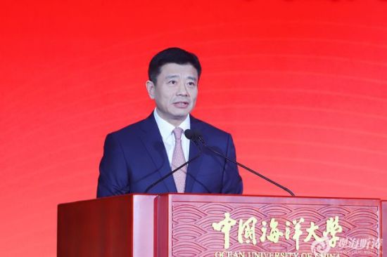中国海洋大学党委书记李明致辞。中国海洋大学供图 中国海洋大学党委书记李明致辞。中国海洋大学供图