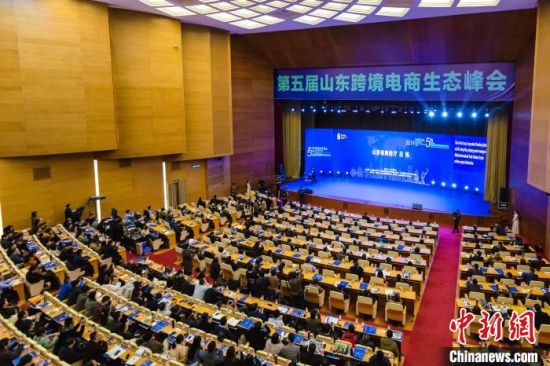 11月28日，第五届山东跨境电商生态峰会在济南举行。图为会议现场。　沙见龙　摄